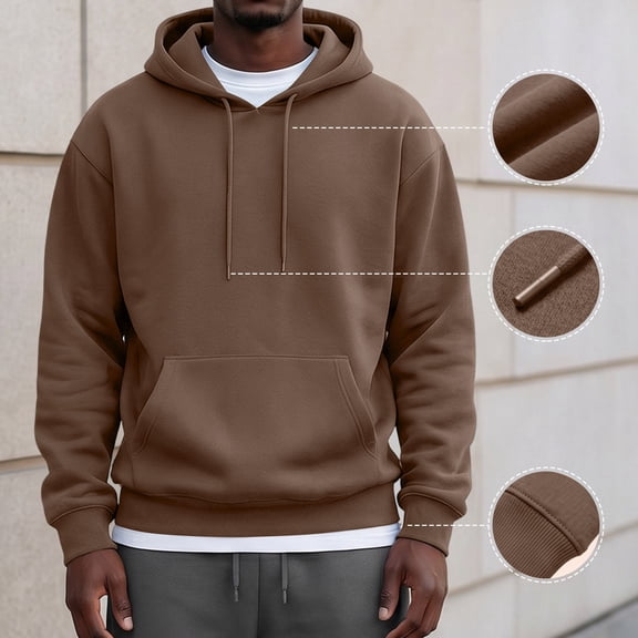 Lightweight Hoodie Men Fall Winter Fleece Drawstring Oversized Sweatshirts, 2XL