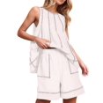 thumbnail image 2 of Women Short Sets 2 Piece Vacation Outfits Sleeveless Tank Top and Shorts Matching Set with Pockets White S, 2 of 7