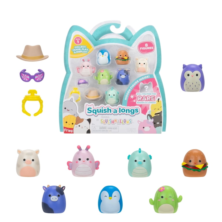 Squish-a-longs Party Pack Playset - 3 Mini Squishmallows With 9 Furnishings & Backpack