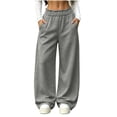 thumbnail image 2 of KIHOUT Womens Wide Leg Sweatpants High Waisted Casual Pants Elastic Waistband with Pockets Loose Fit Baggy Solid Color Plain Trousers for Women, 2 of 8