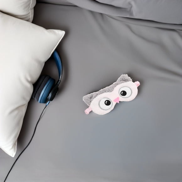 KONTONTY Fuzzy Owl Plush Eye Mask Comfortable Light Blocking Blindfold for Sleep and Travel