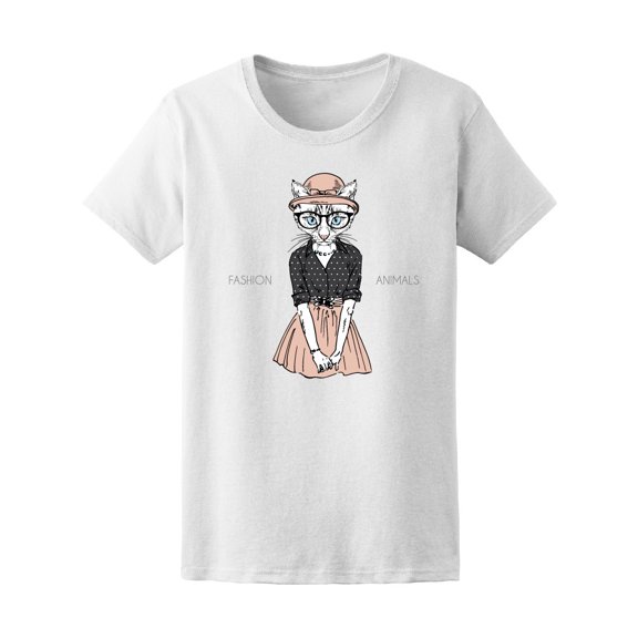 Fashion Cute Cat Girl In Colors Tee Women's -Image by Shutterstock