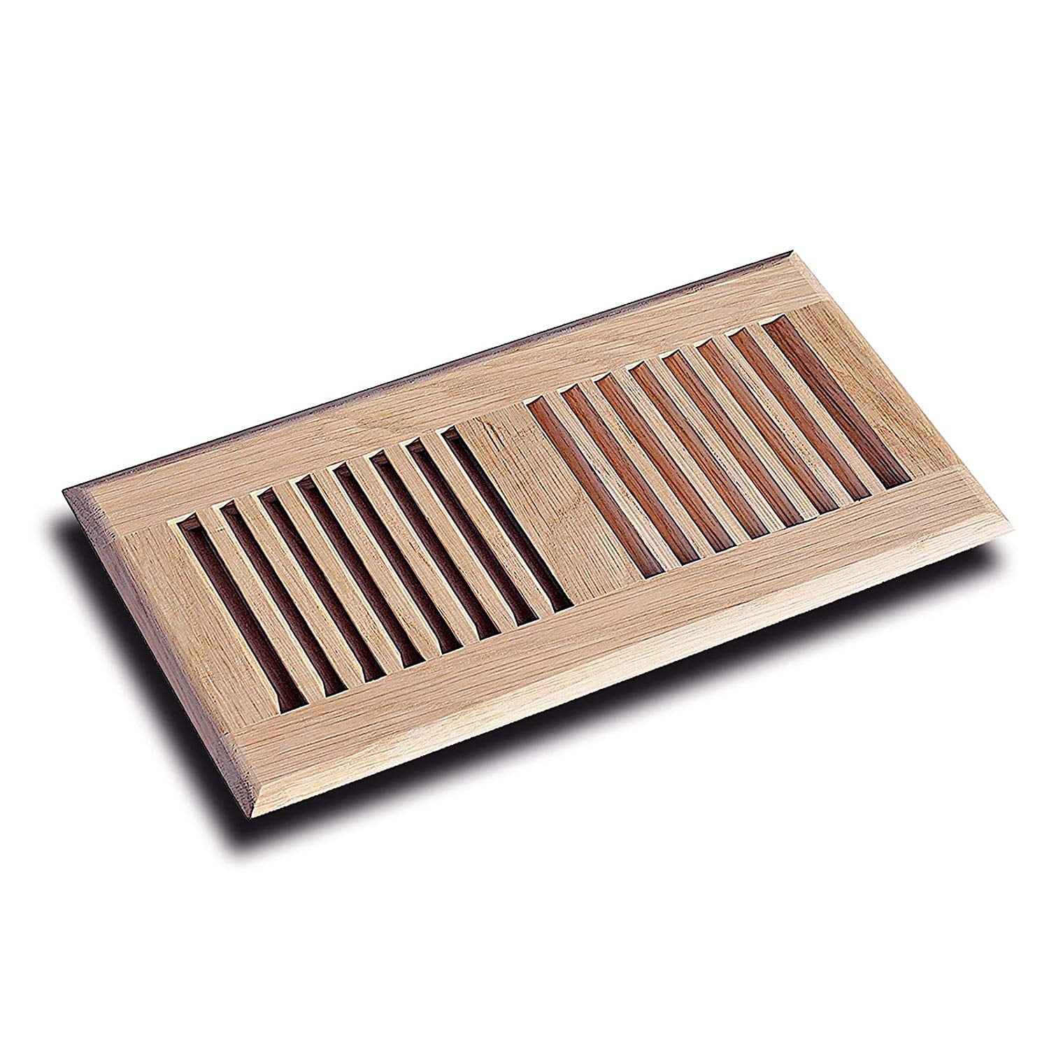 WELLAND 6" x 12" Wood Vent Floor Register Self Rimming, Unfinished Red