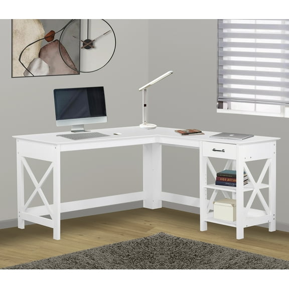 Saint Birch White L-Desk
