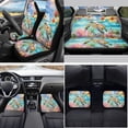 thumbnail image 2 of Yuyamidu Sea Turtle Car Seat Cover Set of 15 Hibiscus Car Carpet Mats Steering Wheel Cover Seat Belt Pad Cup Holder Auto Gear Shift Knob Cover Set, 2 of 6