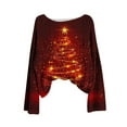 thumbnail image 4 of LMKIHUSA Chandails Boho d'Automne pour Femmes Mode Automne Mignons Pulls Graphiques Surdimensionnés Tricotés Col Rond Pulls Confortables Rouges, 4 of 4