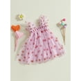 thumbnail image 5 of Toddler Baby Kids Girls Valentines Day Dress 6 12 18 24 Months 2T 3T 4T Casual Summer Heart/Letter/Bow Print Mesh Tulle Dress for Beach Party Cute Clothes, 5 of 9