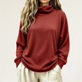 thumbnail image 4 of Women's Turtleneck Waffle Knit Sweatshirts Breathable Pullover Tops Fall Winter Casual Outfits Winter Clothing for Women (Red XS), 4 of 5