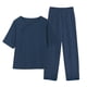 thumbnail image 2 of ICHUANYI ClearanceWomen's Summer Printed Short Sleeve Half Sleeve Round Neck Cropped Top + Casual Pants Suit Set Two Piece Lounge Set(Navy, XL) ICHUANYI WER20232080505301, 2 of 4