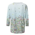 thumbnail image 5 of ZLOVHE Summer Tops for Women 3/4 Length Sleeve Womens Tops Graphic Tees Fashion Floral Print Dressy Casual Tunic Blouses, 5 of 5