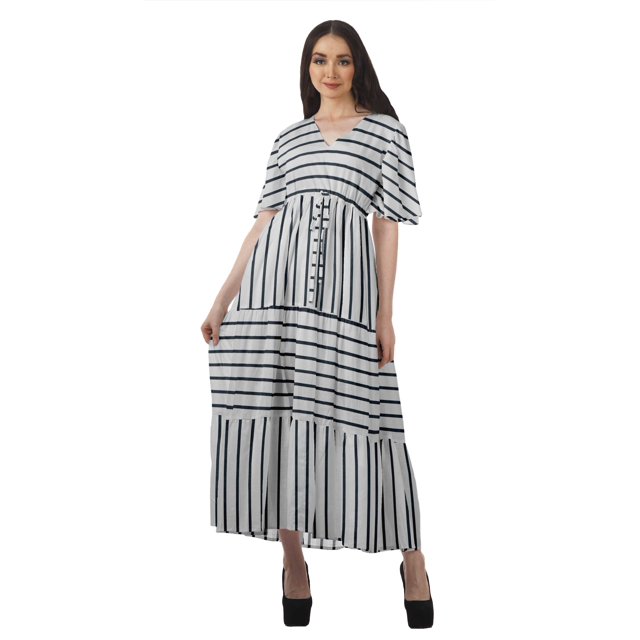 Moomaya Robes de Soirée pour Femmes Grande Taille Imprimées Tenue Décontractée Vêtements pour Dames