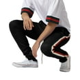 thumbnail image 5 of Ma Croix Mens Tri Color Stripe Zipper Pants Three Tone Skinny Fit Elastic Athletic Training Bottom, 5 of 6