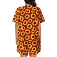 thumbnail image 4 of Womens Pajama Sets With Pocket, Sunflowers On Red Lounge Sets Short Sleeve Sleepwear PJ Sets for Women, 4 of 6