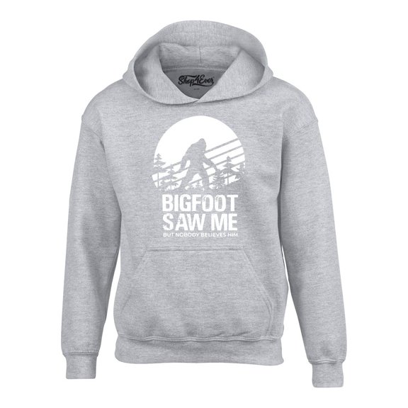 Shop4Ever Men's Bigfoot Saw Me But Nobody Believes Him Hooded Sweatshirt Hoodie Large Sports Grey