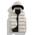 thumbnail image 3 of Atkumj Plus Size Mens Puffer Vest Casual Comfortable Hooded Full Zip Down Vest Fashion Warm Sleeveless Solid Color Puffy Vest with Side Pockets, 3 of 8