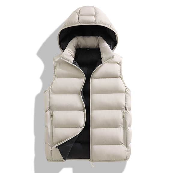 StSilkitty Mens Puffer Vest Zip up Sleeveless Hooded Jacket Coat with Pockets Winter Casual Fashion Warm Outerwear