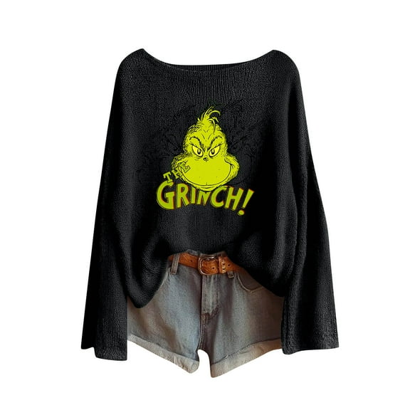 Women Christmas Tpos Xmas Gift Casual Festive Holiday Long Sleeve Tops Black XXL