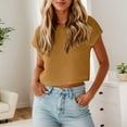 thumbnail image 2 of Ediodpoh Womens Summer Cropped Sweater Vest Trendy Cap Sleeve Crop Tops Crew Neck Loose Knit Tank Top Women's Tops Khaki L, 2 of 5