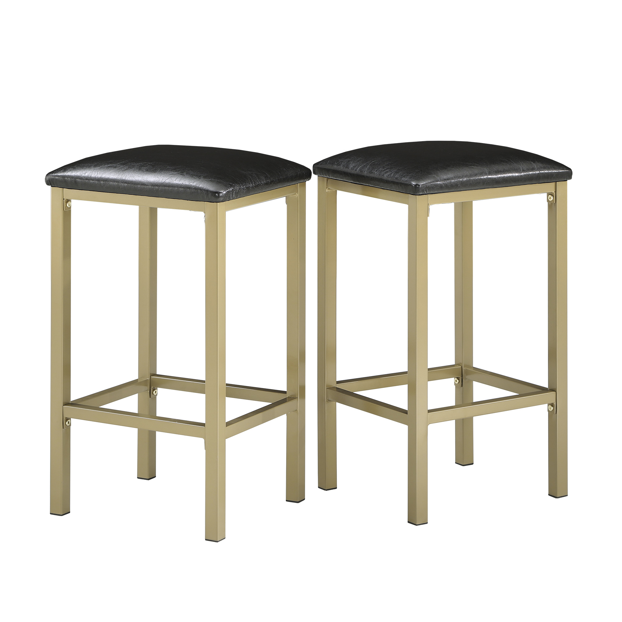Weston Home Harper Counter Height Metal Table Table with Faux Marble Top and 2 Stools, Multiple Finishes