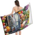 thumbnail image 2 of PHYHOO Beach Towel Easter Bunny Truck Eggs Tulip Summer Microfiber Bath Towel Thin Quick Fast Dry Super Absorbent Happy Easter Rabbit Spring Flower Holiday Thin Sand Free Towels 30x60in, 2 of 8