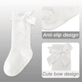 thumbnail image 3 of Baby Girls Knee High Socks with Bow Ruffle, Non-Slip Cotton Toddler Stockings, Soft Infant Long Tube Dress Socks for Newborn Girls, 3 of 6