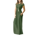thumbnail image 3 of MLANM Women's Short Sleeve Casual Maxi Dresses Empire Party Evening Dress with Pockets,L Army Green, 3 of 7