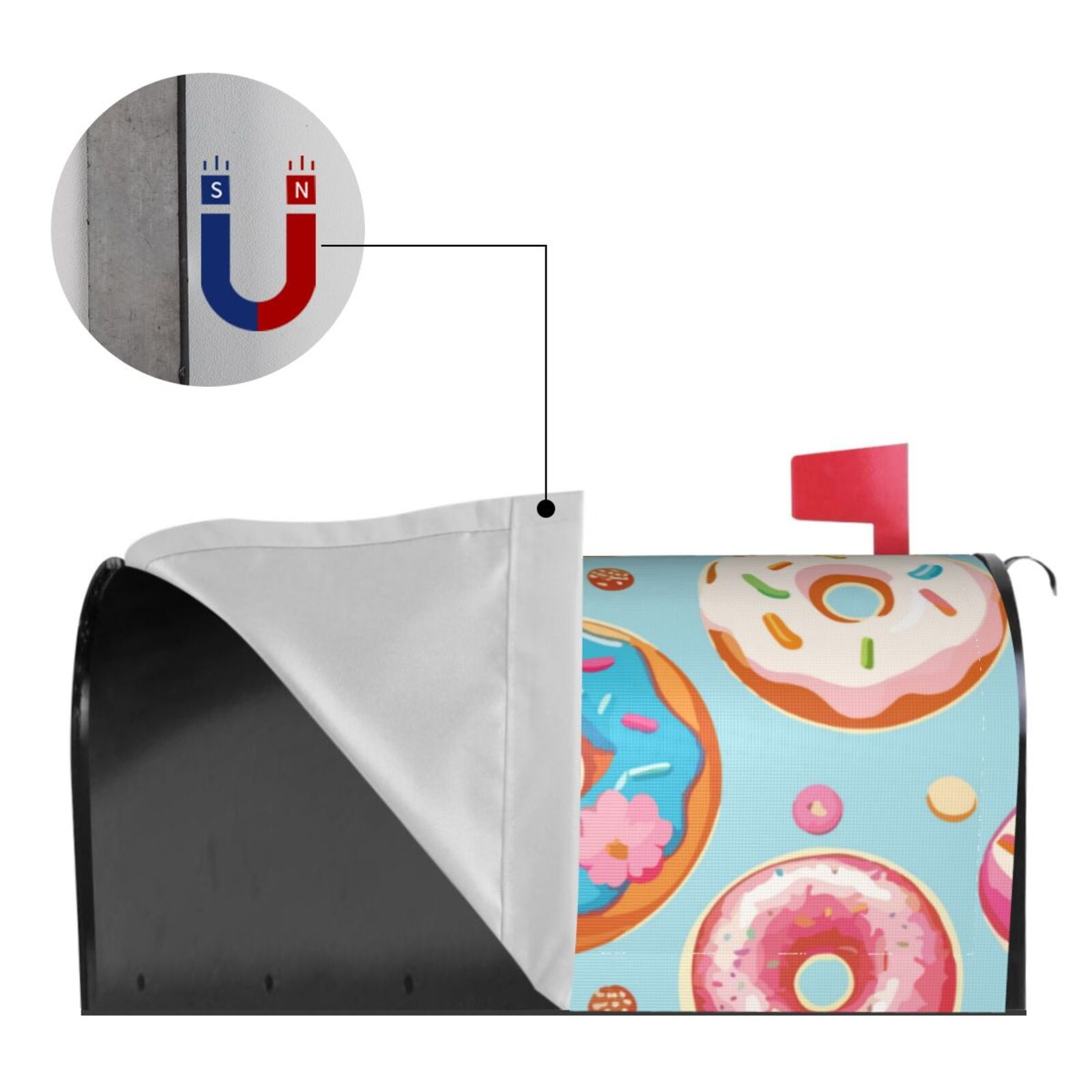 Xecao Colorful Donut for Mailbox Cover with Magnetic Strips, Waterproof and Sunscreen, Adds a Decorative Touch to Your Garden Yard.