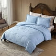 thumbnail image 7 of ClevaHome King Comforter Set Chambray Blue, 3 Pieces Comforter Set, All Season Lightweight Soft Embossed Bedding (102" x 90" Comforter & 2 Pillow Shams), 7 of 7