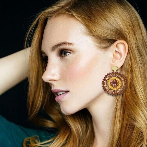 HOOUN Native Beaded Tassel Bohemian Fringe Drop Statement Beads Earrings Jewelry