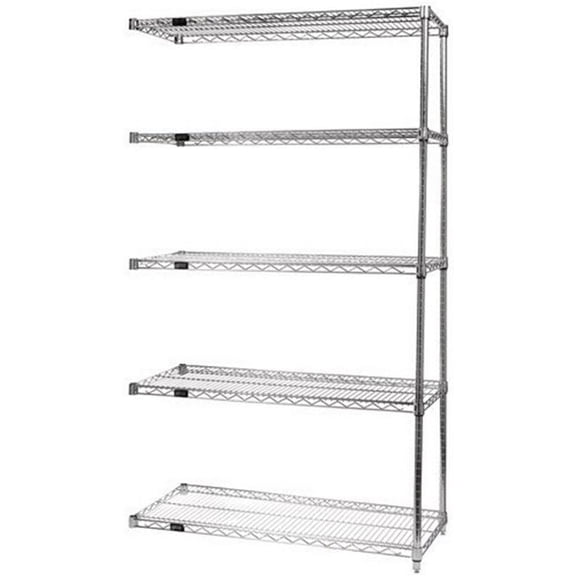 Quantum Storage AD86-1430S-5 Wire Shelving Add-on Kit, 14 x 30 x 86 in. - Stainless Steel, 5 Shelf