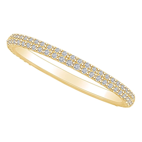 AFFY 0.33 Carat Round Shape White Natural Diamond Wedding Band Ring 18K Solid Yellow Gold Ring Size-5