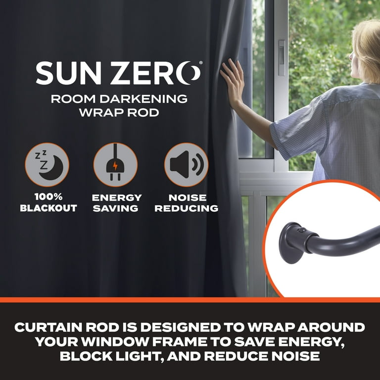Wraparound Blackout Curtain Rod, 28-48 Inches, Black photo 2