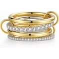 thumbnail image 1 of WWS-Stackable Rings for Women, Interlocking Gold Rings Non Tarnish, 14K Gold Plated Cubic Zirconia Ring Dainty Statement Band, Multi-Link Connected Metal Stacking Bands, 1 of 4