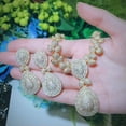 thumbnail image 2 of Yellow Gold Plated Drop Leaf Necklace Earring Set CZ Jewelry for Brides Wedding, 2 of 9