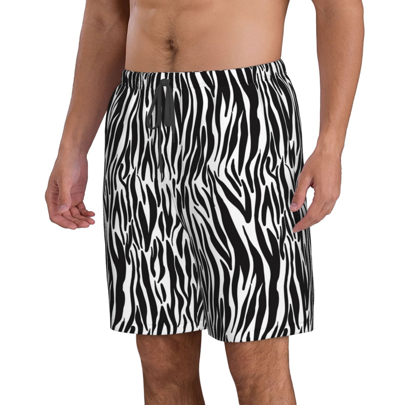 Vsdgher Zebra Men's Beach Shorts, Surfing shorts, Swim trunks, Quick Dry Swim Trunks for Surfing Beach Fun -Large