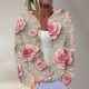 thumbnail image 1 of Cárdigan holgado informal con estampado de manga larga y botones para mujer, chaqueta de punto, top de poliéster para mujer, 1 of 5
