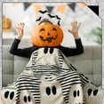 thumbnail image 4 of Halloween Throw Blanket Cute Rustic Ghost Flannel Blanket Farmhouse Spooky Blanket Soft Black White Striped Blanket Retro Halloween Decoration for Sofa Bed Holiday Party Gifts,50 x60, 4 of 6