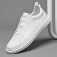 thumbnail image 2 of Dark Gray Genuine Leather Slip-On Navy Elastic Band Platform Casual Shoes, 2 of 5