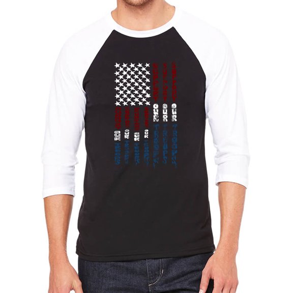 Men's Raglan Baseball Word Art T-shirt - Support our Troops