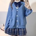 thumbnail image 3 of Womens Japanese Cute Knitted Cardigan Sweater Long Sleeve Button Down School Jacket Braid Front Cardigan Animal Print Kimono Long Cardigans for Women Knit Open Knit Tops for Women Long Wrap Winter, 3 of 4