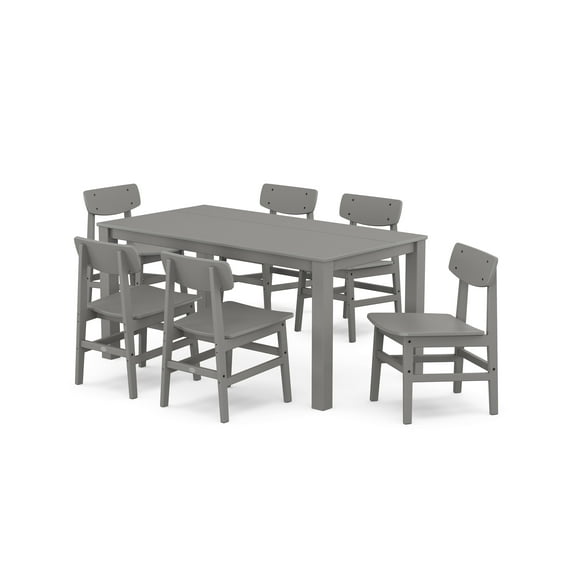 POLYWOOD® Modern Studio Urban Chair 7-Piece Parsons Table Dining Set in Slate Grey