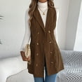thumbnail image 3 of Corduroy Vest for Women Button Down Sleeveless Jacket Fall Winter Lapel Casual Outerwear Long Tunic Fashion Coat, 3 of 7