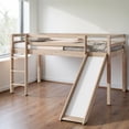 thumbnail image 3 of Tcbosik Twin Size Loft Bed, Wood Bed Frame with Slide, Ladder and Guardrail for Bedroom, No Box Spring Needed, Natural, 3 of 11
