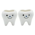 thumbnail image 4 of CIMAXIC Set of 2 Small White Ceramic Planter Pots Tooth Design for Indoor Plants, 4 of 8