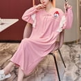 thumbnail image 3 of Defitshape Women's Cute Long Sleeve Nightgown Padded Midi Sleep Dress Ruffle Nighty Cotton Sleepwear Pink 4-6, 3 of 4