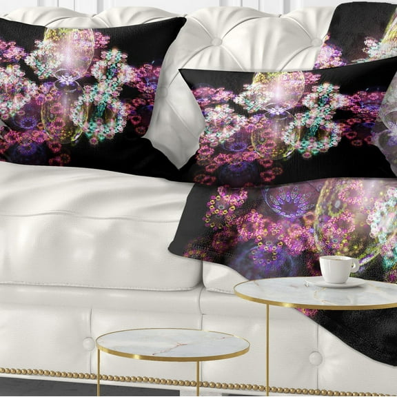 Designart Pink Water Drops on Mirror - Abstract Throw Pillow - 12x20