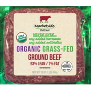 Angle View: Marketside Butcher Organic Grass-Fed 93% Lean / 7% Fat, Ground Beef, 1 lb