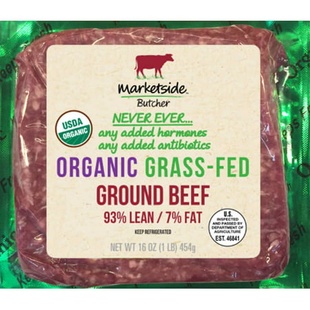 Marketside Butcher Organic Grass-Fed 93% Lean / 7% Fat, Ground Beef, 1 lb