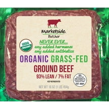 Walmart Grocery Marketside Butcher Organic Grass Fed 93 Lean 7 Fat Ground Beef 1 Lb