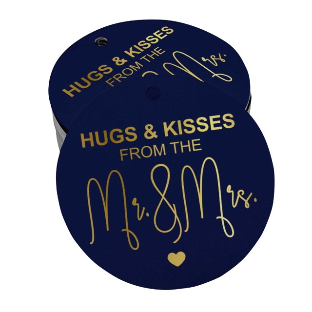 Inkdotpot Hugs & Kisses From The Wedding Bottle Tag Real Gold Foil Favor Hang Tag 100 Pack